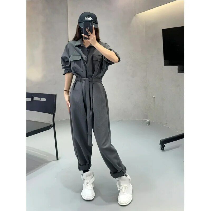 Fashionable Design Sense Workwear Jumpsuit for Women's 2024 Spring New Loose and Slimming Jumpsuit Wide Leg Pants Female Clothes