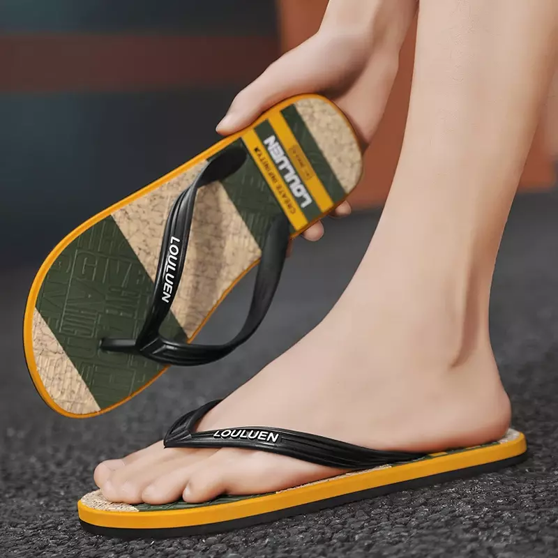 Sandal jepit untuk pria, sandal selop pantai ringan kasual luar ruangan, sandal rumah tangga tren 2024 Musim Panas anti-selip untuk pria