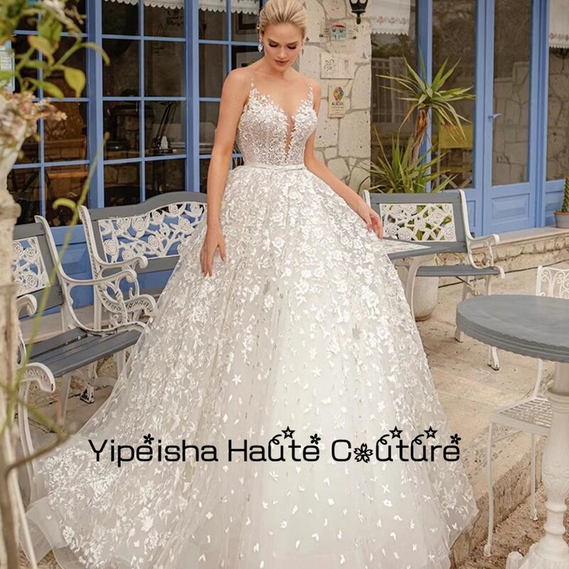 Yipeisha V Neck Applique Empire Exquisite Spaghetti Straps Bridal Gowns Sleeveless Women Gown 2022 Ball  Robe De Mariée New