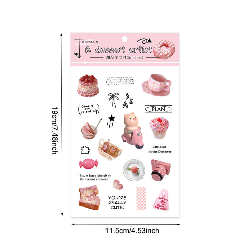 2 Sheets Creative Sweet Food Stickers for Daily Life Stuff Decoration Poster Crafts Scene Stationary School Supplies