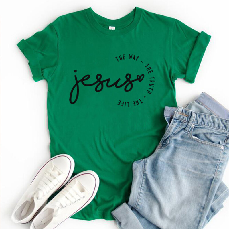 Jesus T Shirts Vintage Christian Tee Faith T-shirts for Women Religious Clothes Positive Jesus Tee Church Women Clothes