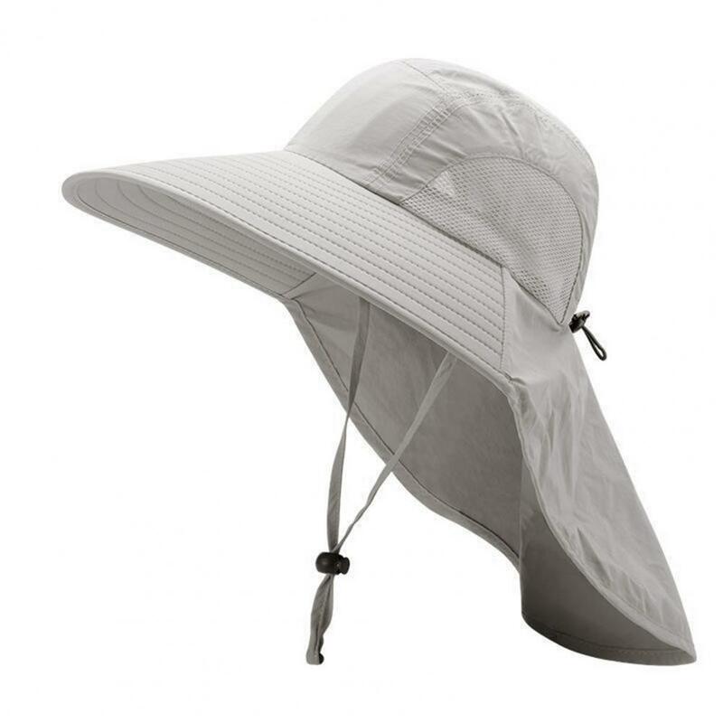 Topi matahari jala berongga tepi lebar topi matahari bersirkulasi topi matahari uniseks dengan perlindungan leher topi selendang jaring tahan angin untuk berkebun