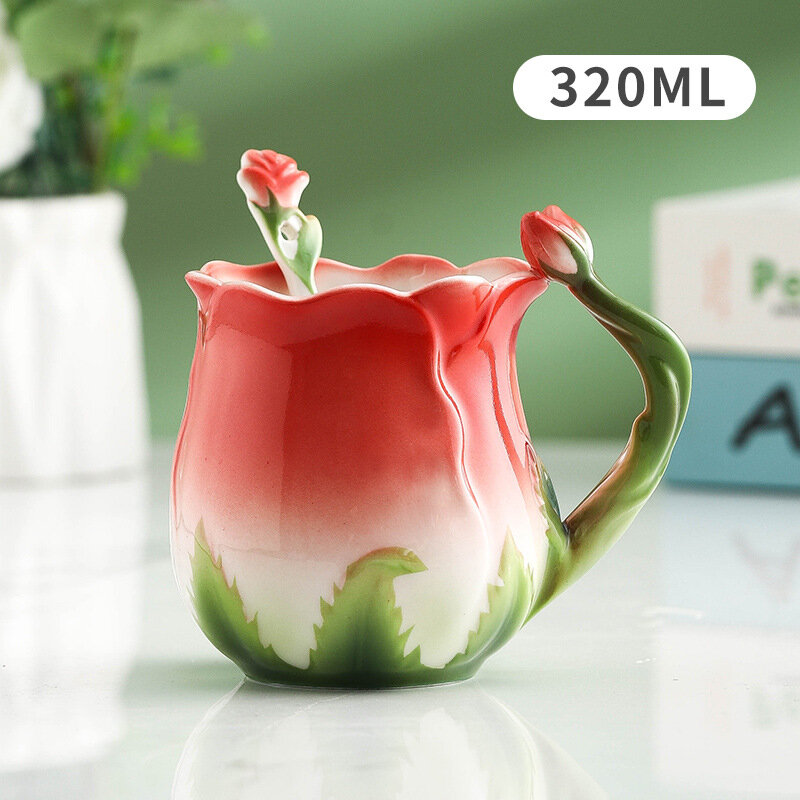 Luxury Ceramic Coffee Cup Saucer Set with Hand and Dish Milk Tea Cappuccino Tableware320ml Birthday Couples Gifts