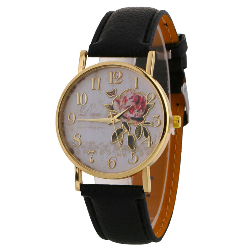 Rose Design Watch para homens e mulheres, relógio elegante para presente, terno feminino, novo