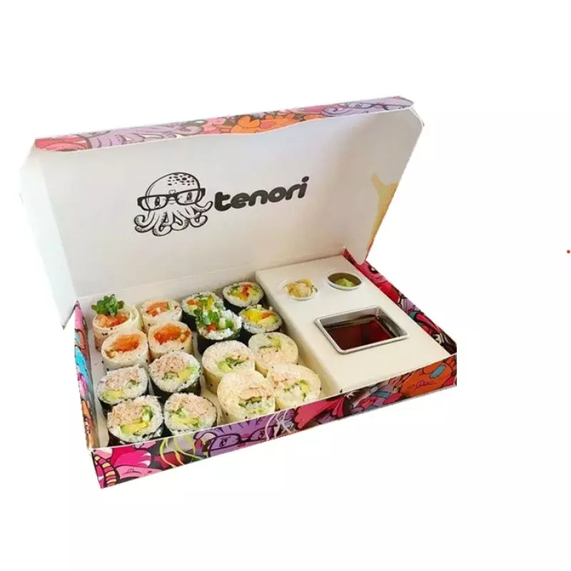 Caixa De Embalagem De Sushi Com Divisão, Impresso, Descartável, Take Away, Take Out, Produto Personalizado