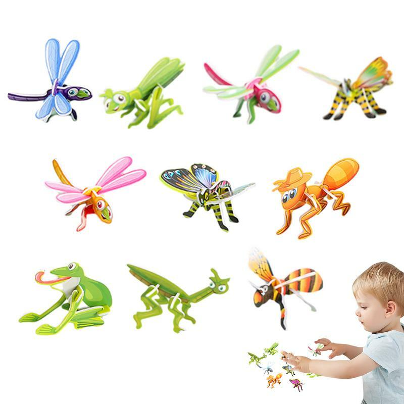 Puzzles d'animaux 3D pour enfants, jouet, casse-tête, tiges, activités, jouets d'apprentissage