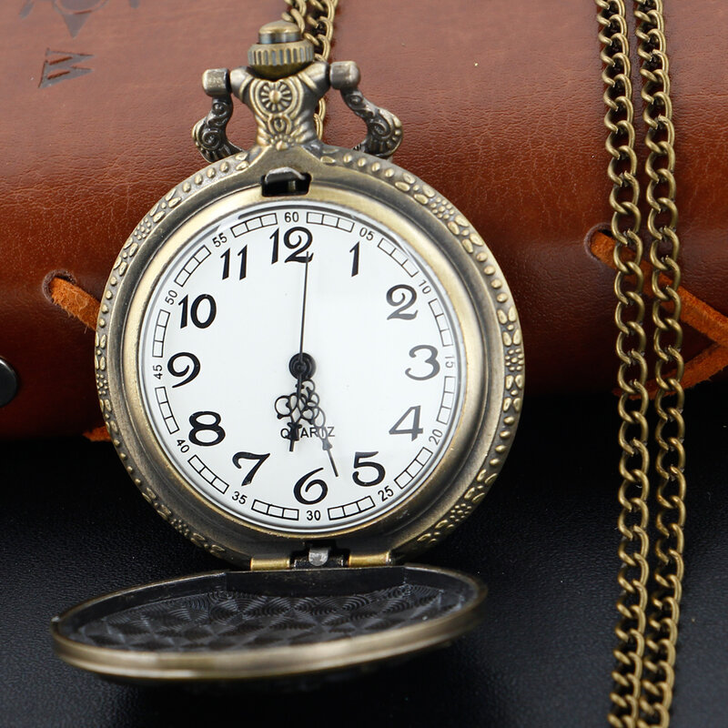 Reloj de bolsillo de cuarzo con relieve 3D, tótem de hombre lobo occidental antiguo, cadena Fob Steampunk Retro, joyería de Halloween