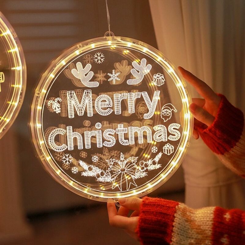 Lumières LED de joyeux Noël en acrylique, décoration d'intérieur, ornements d'arbre de Noël ronds, festival de lumières, 2024