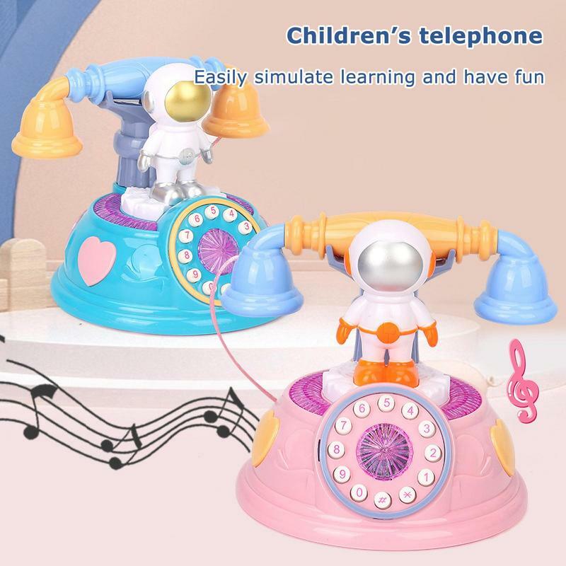 Bambini LandlinePhone ToyAstronaut bambini Plaything finta rete fissa educativa finta simulazione dei bambini musica interattiva Playhouse
