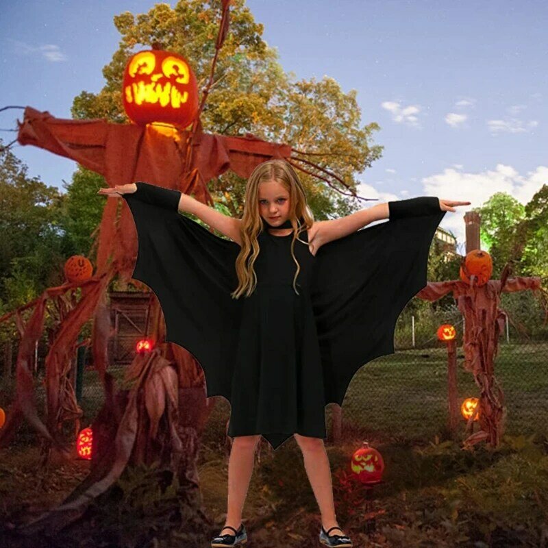 Unisex Kid Dress Up Party Bambini Cosplay Mantelli da pipistrello Halloween Mantello da pipistrello