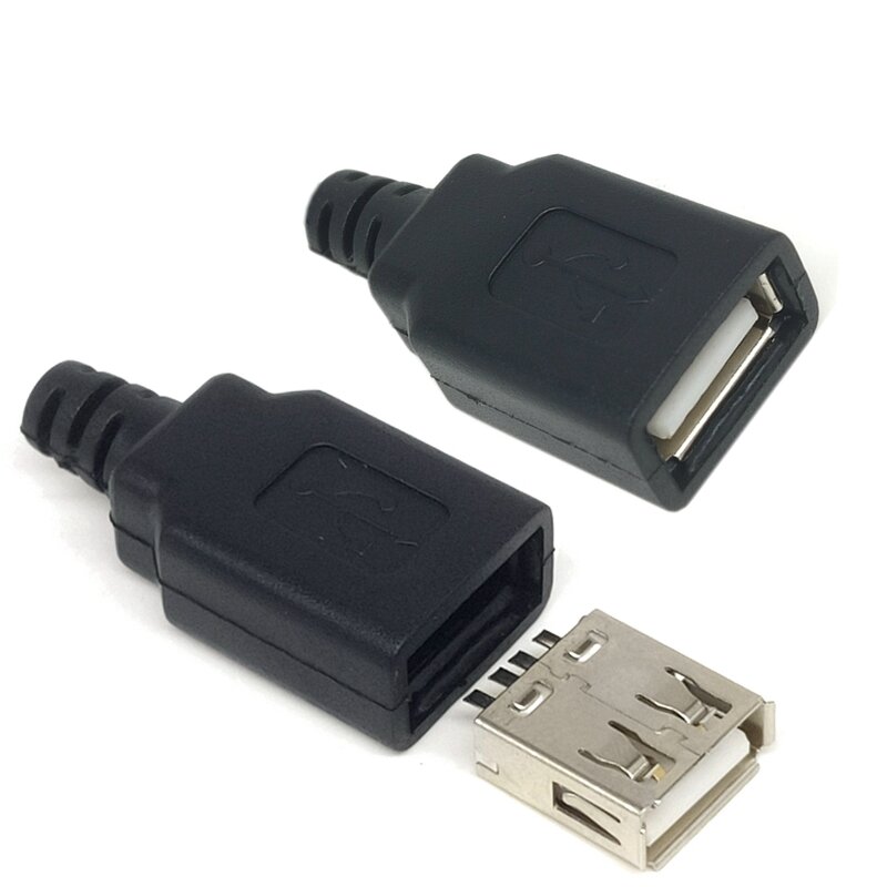 Spina A 4 Pin USB femmina di tipo A da 10 pezzi con coperchio in plastica nera tipo uno kit fai da te