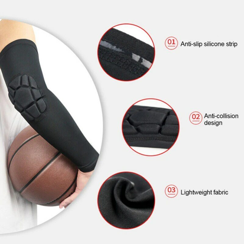 Nowe ramię rękaw o strukturze plastra miodu piankowa podkładka odporne na zderzeniowe antypoślizgowe podkładki do koszykówki opaska sportowa opaska na łokieć ochraniacz ze stelażem