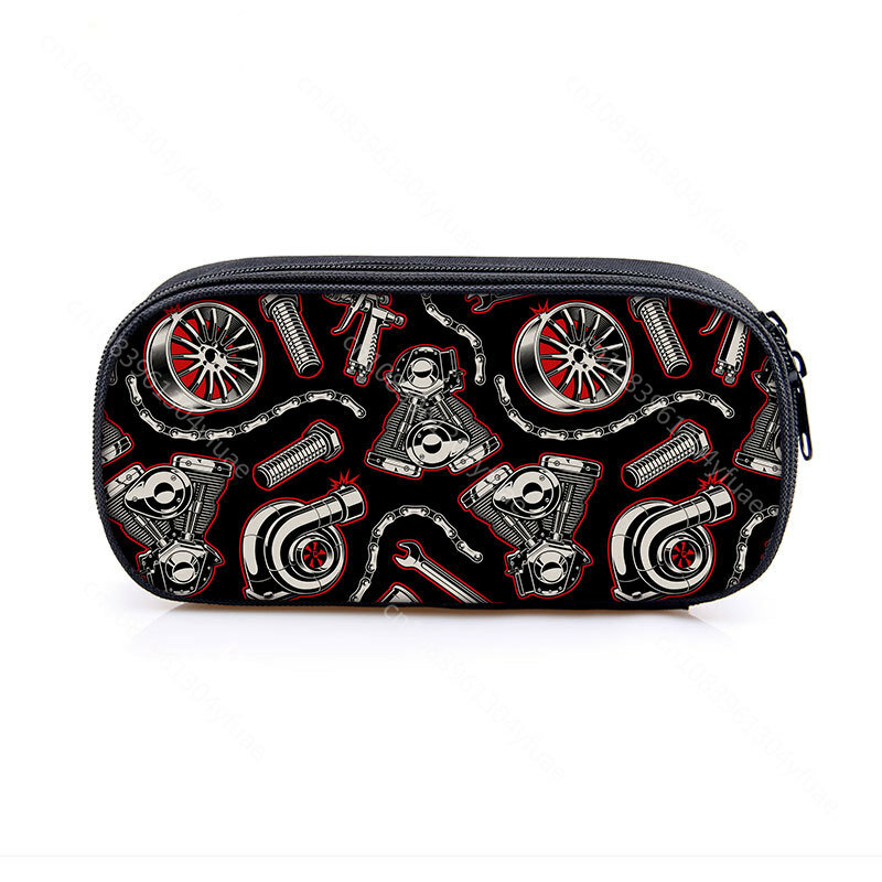 Japan JDM Modified Cultural Cosmetic Case Pencil Bag Racing Car Stationary Bags Engine Pencil Box School Cases Supplies