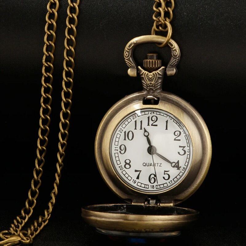 Relógio de quartzo de bolso de bronze para homens e mulheres, misterioso Jesus Deus, colar vintage, relógio pingente exclusivo