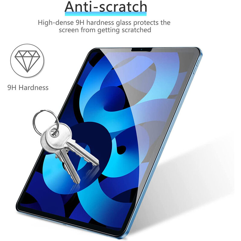 (3 упаковки) Закаленное стекло для Apple iPad Air 5 2022 Air5 5-го поколения A2588 A2589 A2591 Защитная пленка для экрана планшета