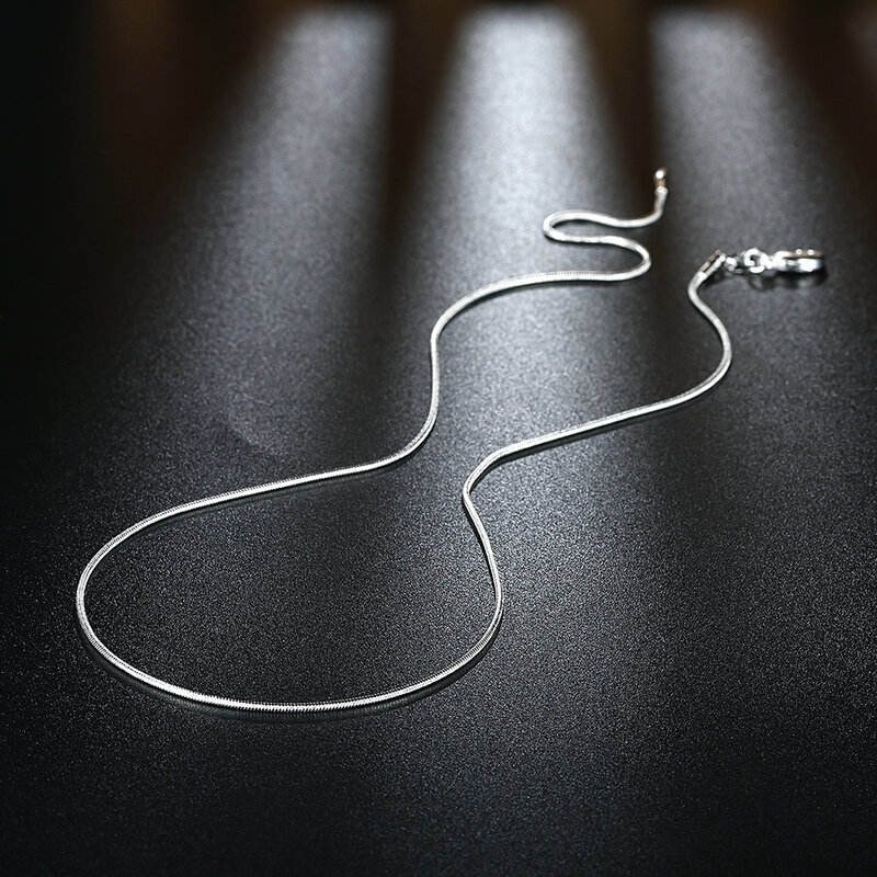 925 Sterling Silver Snake Chain Necklace para homens e mulheres, presentes de jóias na moda, festa e casamento, atacado, 1mm, 16-30 polegadas, 10 unid