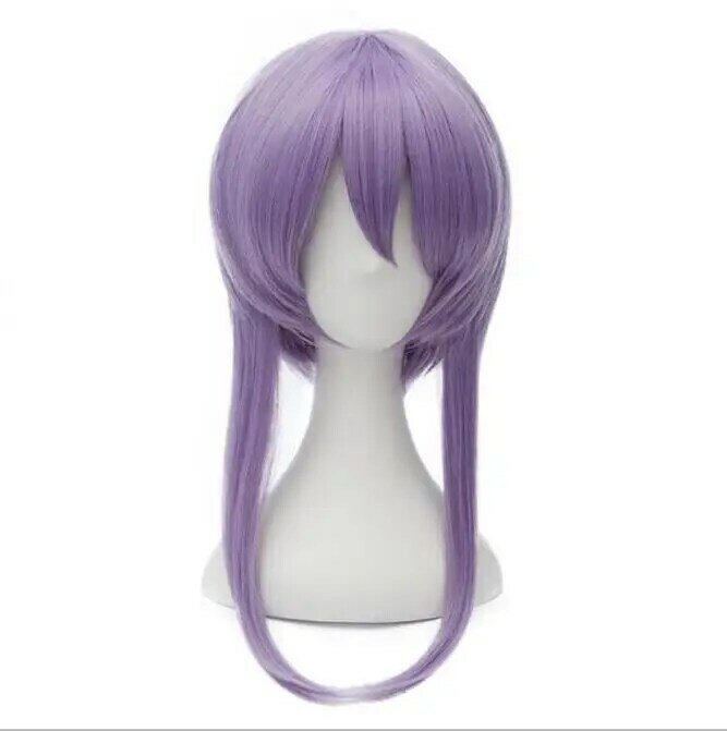 Wig Cosplay Anime Shinoa Hiiragi, wig serat sintetis, rambut palsu cosplay Anime, rambut panjang abu-abu, ungu