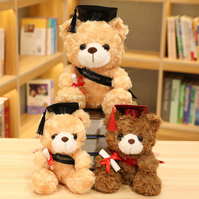 Linda muñeca de oso con tapa de Doctor, muñeco de peluche de oso de graduación, juguetes de peluche rellenos para cumpleaños, regalos de graduación para estudiantes y niños