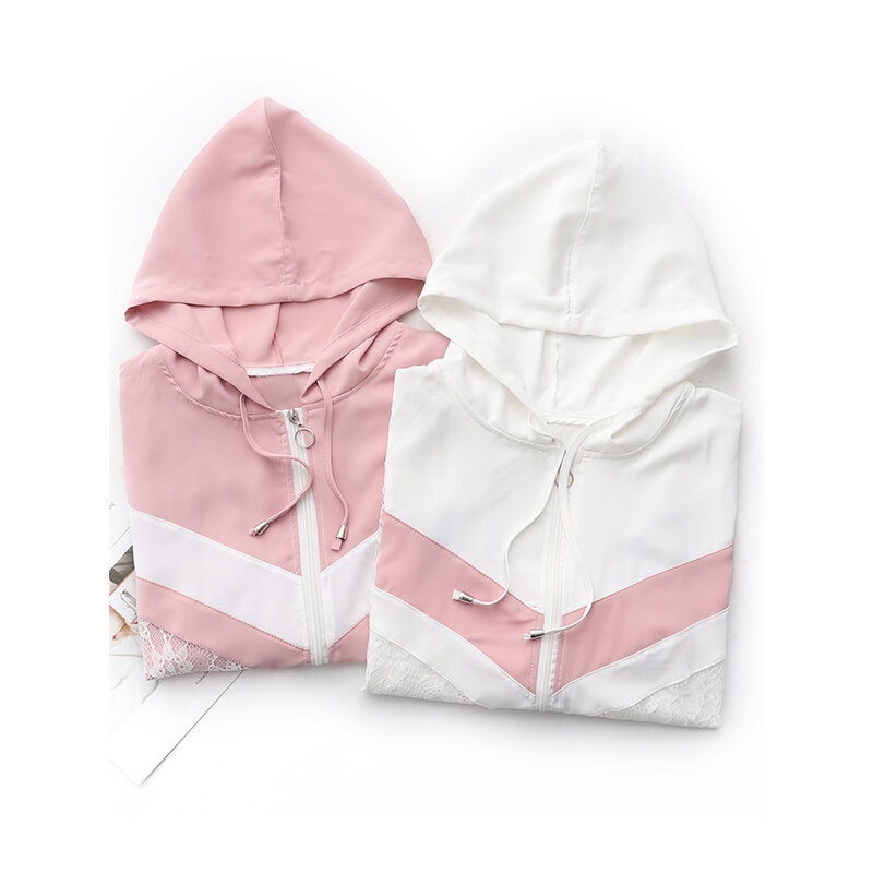 Manteau de protection solaire à capuche pour femme, panneau en dentelle, design évidé, drapeau unique, vêtements d'été, nouveau