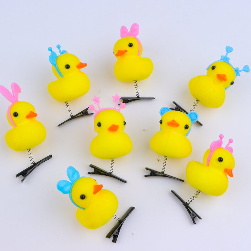 10/20/50/100Pcs/Lot Cartoon Funny DIY Duckbill Clip Children 3D Little Yellow Duck Girl Hairpin Fashion  Accessories Party Gifts