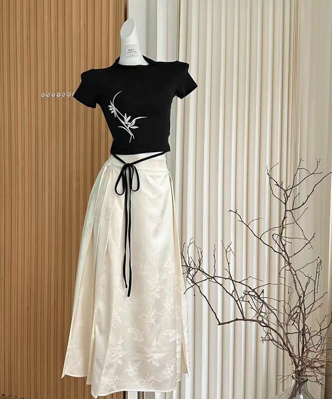 Elegant Hepburn Women Dresses Lace Up 2024 Spring Korean Fashion Chic Collar Bow Short Sleeve Prom A Line Dress