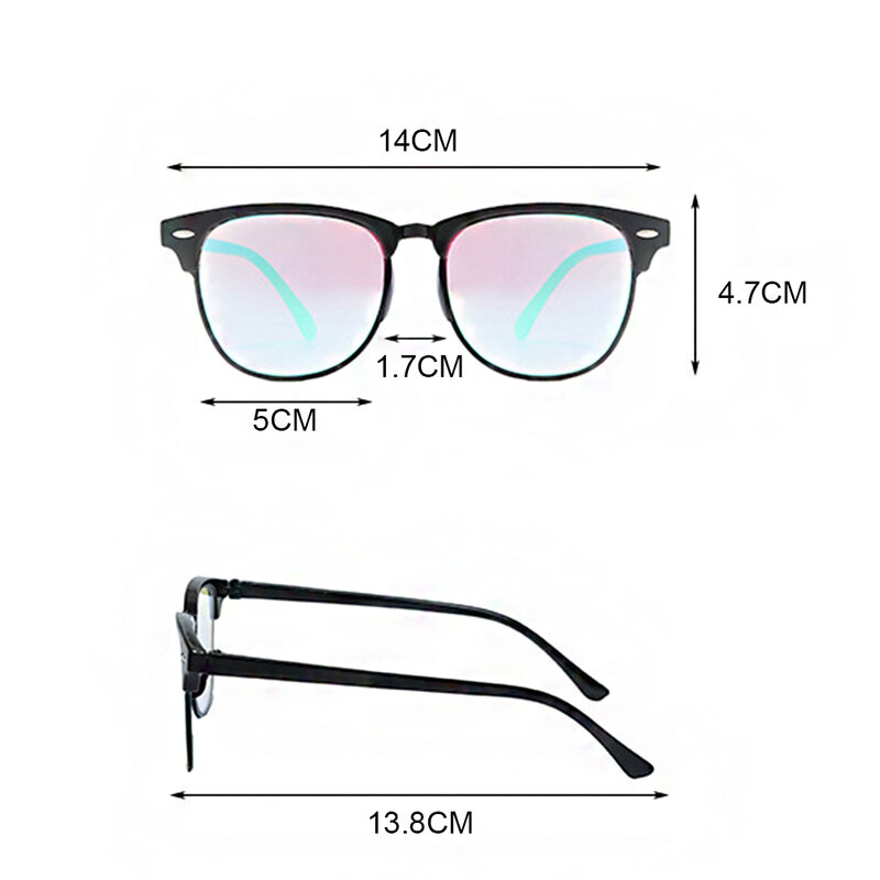 Glasses For People With Red-green Colorblindness Daltonism And Color Weakness Plastic Half Frame Two-sided Coating Lenses