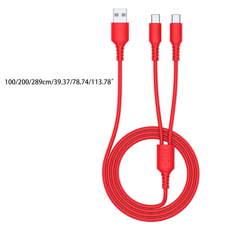 Cable USB 2 en 1 a Dual tipo C, Cable macho de silicona para teléfono móvil, Cable de carga tipo C, Cable de carga para teléfonos móviles