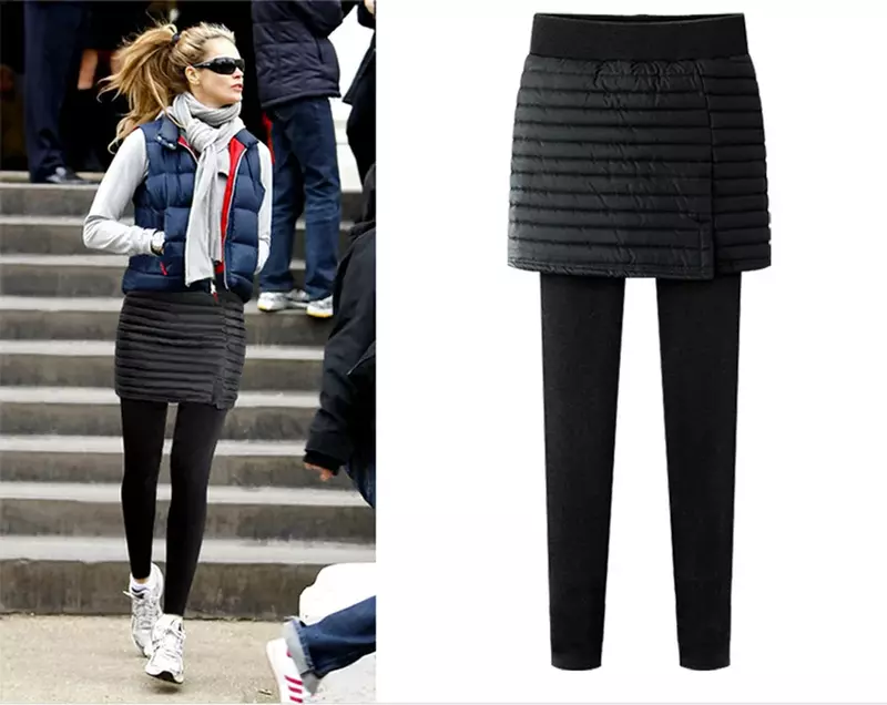 Add Fleece Lady Warm Skinny Pants clothes 5XL 6XL  Skirt + Long Trousers Women Black Winter Leggings female legins mujer