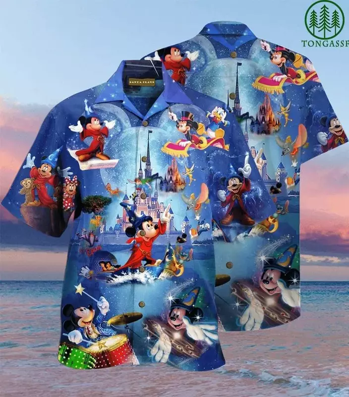 Camisas hawaianas de Mickey Disney para hombre, camisas casuales de moda Vintage