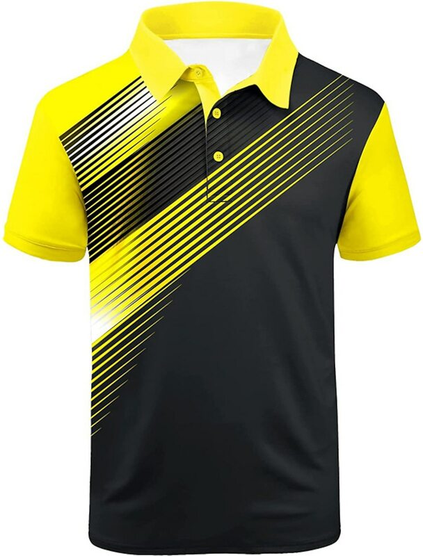 Polo informal para hombre, camisa de Golf con estampado gráfico geométrico, ropa deportiva de manga corta con botones