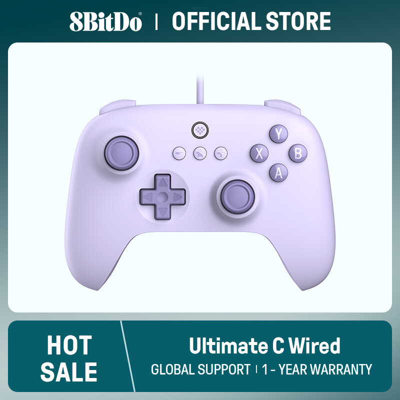 8BitDo - Ultimate C Wired Gaming Controller untuk PC, Windows 10, 11, Steam Deck, Raspberry Pi, Android