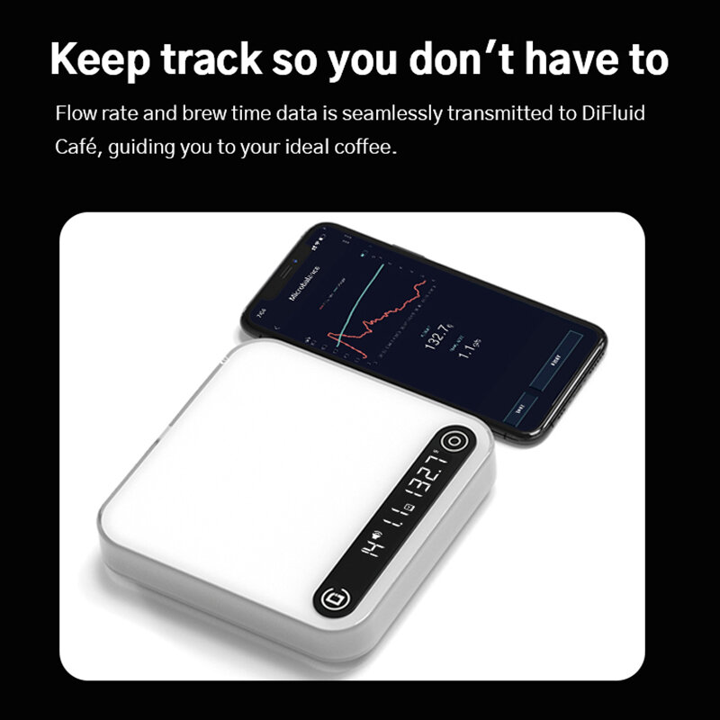 Difluid Microbalance Coffee Scale，Espresso Coffee Beans Auto Weighing Timing，Portable Electronic Kitchen Scale Accurate To 0.1g