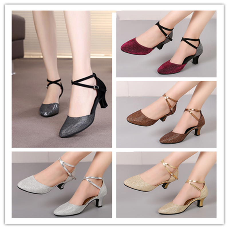 Zapatos de Baile de salón para Mujer, Zapatos de Salsa con punta cerrada, tacones bajos, 3,5 cm/5,5 cm