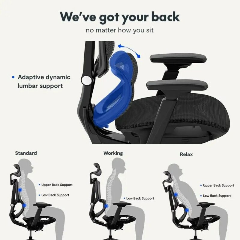 FlexiSpot-silla ergonómica de oficina de malla, asiento de escritorio con espalda alta, soporte Lumbar dinámico, reposacabezas ajustable con brazos 4D