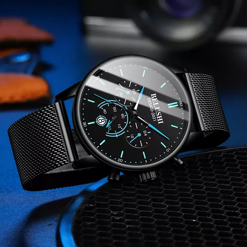 BELUSHI 2024 New Fashion Mens orologi Top Luxury Brand Sport quarzo luminoso cronografo impermeabile orologio da polso da uomo
