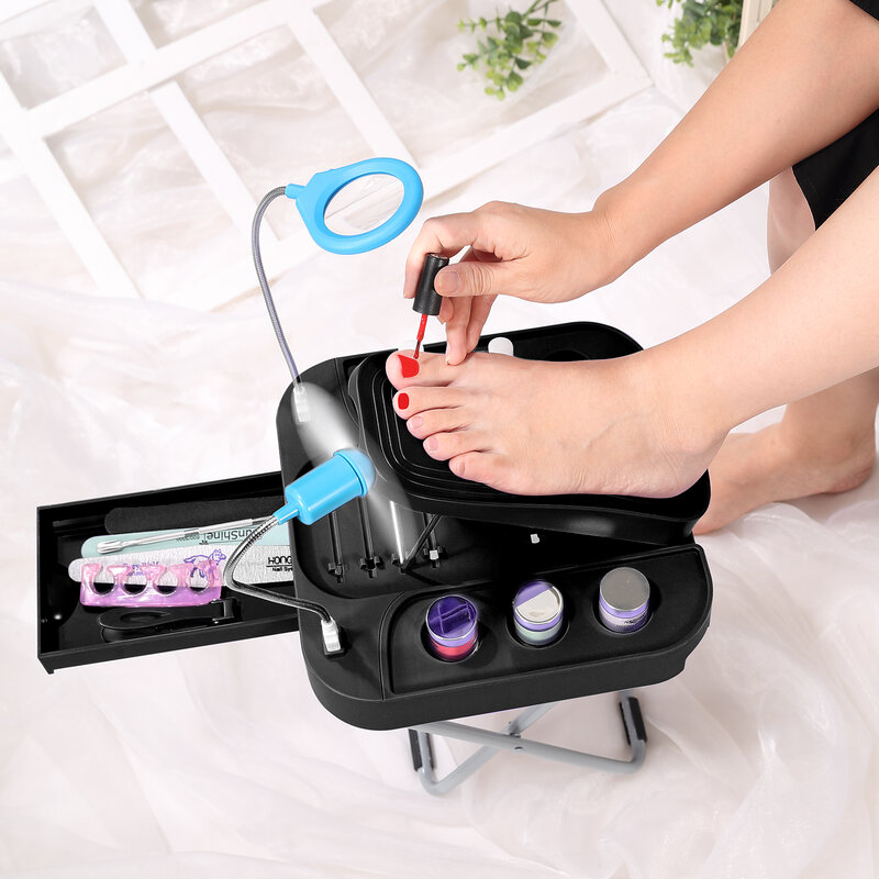 Die 5 verstellbare Beauty-Fuß stütze für einfache Pediküre zu Hause mit LED-Lupe und USB-Lüfter