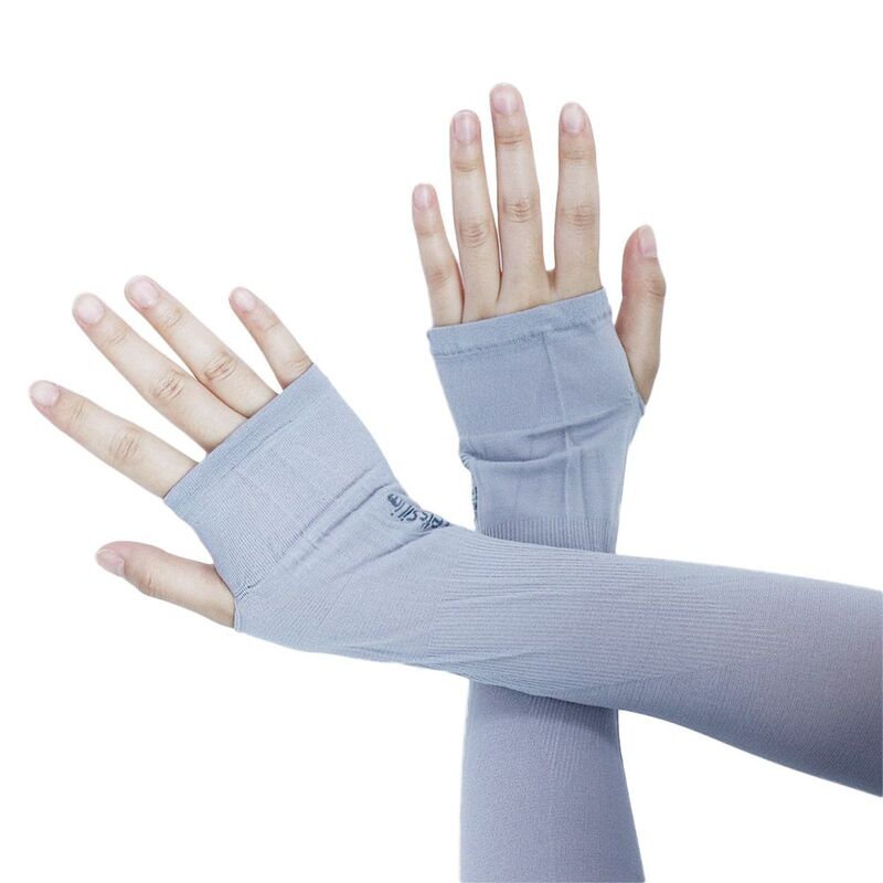 ถุงมือป้องกันรังสียูวีแขนยาวครึ่งนิ้วสำหรับผู้หญิง penutup Tangan ป้องกันแสงแดด