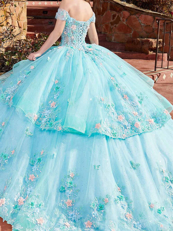 Dulce vestido De cóctel De Baile, vestido De Quinceañera romántico con apliques florales, 2023