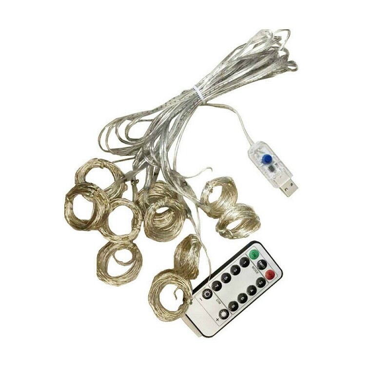 LED 커튼 램프 따뜻한 흰색 멀티 컬러 스트링 조명, 원격 제어 USB 요정 조명, 화환 침실 홈 장식 조명, 3M