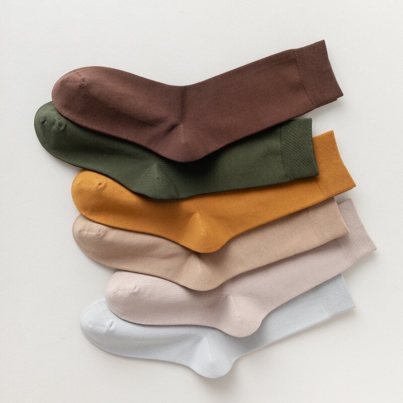 5 Paar Heren Bamboe Vezel Zakelijke Sokken Effen Kleur Hoge Kwaliteit Casual Lange Sokken Harajuku Retro Zwart En Wit Sokken Voor Mannen