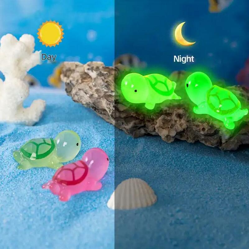 Mini tartaruga luminosa para decoração doméstica, paisagismo artesanato de resina, ornamentos em miniatura, decoração de jardim, atacado