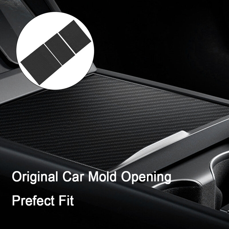 Pegatina para Panel de Control Central, pegatina negra de fibra de carbono, compatible con Tesla New Model 3 + 2024