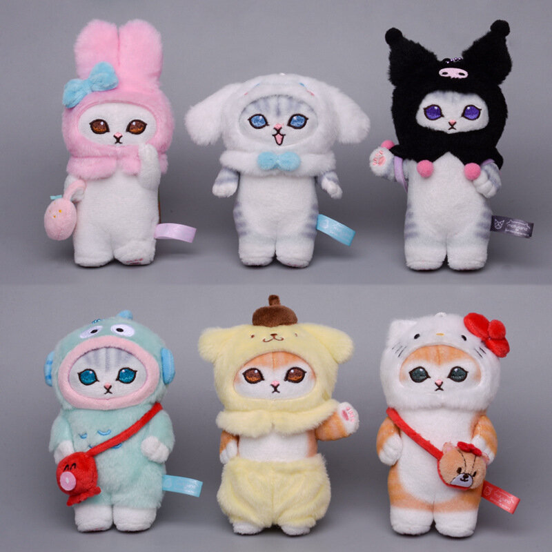 Sanrio Kawali Kuromi Hello Kitty My Melody Cinnamoroll bantal kucing mainan mewah gantungan kunci boneka boneka untuk hadiah anak-anak
