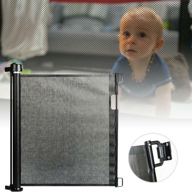 Pagar keamanan pintu pengaman bayi dalam dan luar ruangan jaring dapat ditarik pintu keselamatan aman dan tahan lama