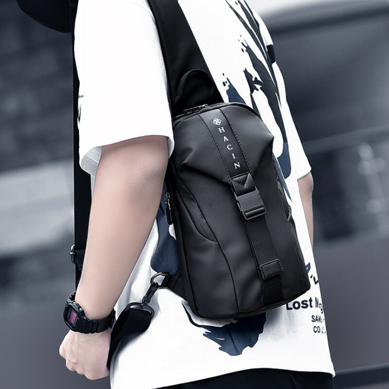 Chikage bolso cruzado de un solo hombro para hombre, bolso de pecho multifuncional informal Simple, tendencia de moda, Unisex