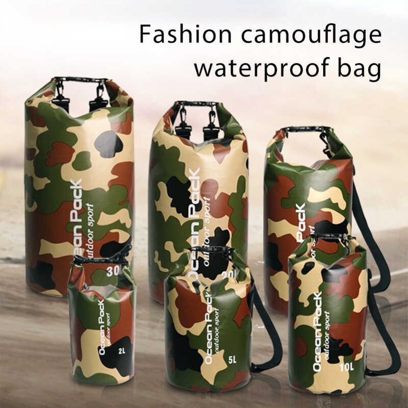 500D PVC Swimming Bag Waterproof Dry Sack Camouflage Colors Fishing Boating Kayaking Storage Drifting supplies Rafting Bag