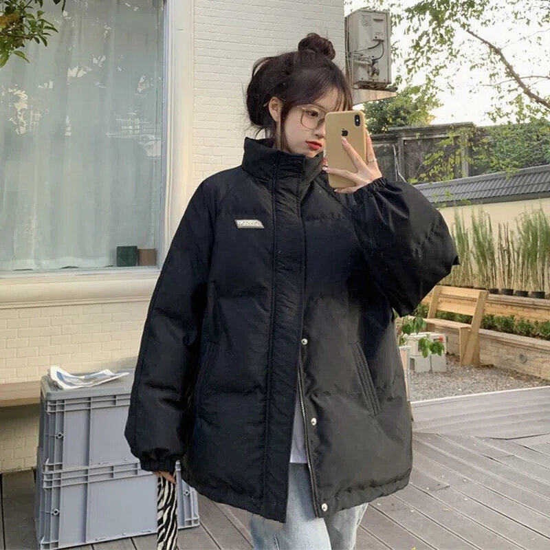 2023 nuova giacca invernale donna piumino di cotone cerniera cappotto imbottito allentato femminile solido addensare caldo piumino parka giacche