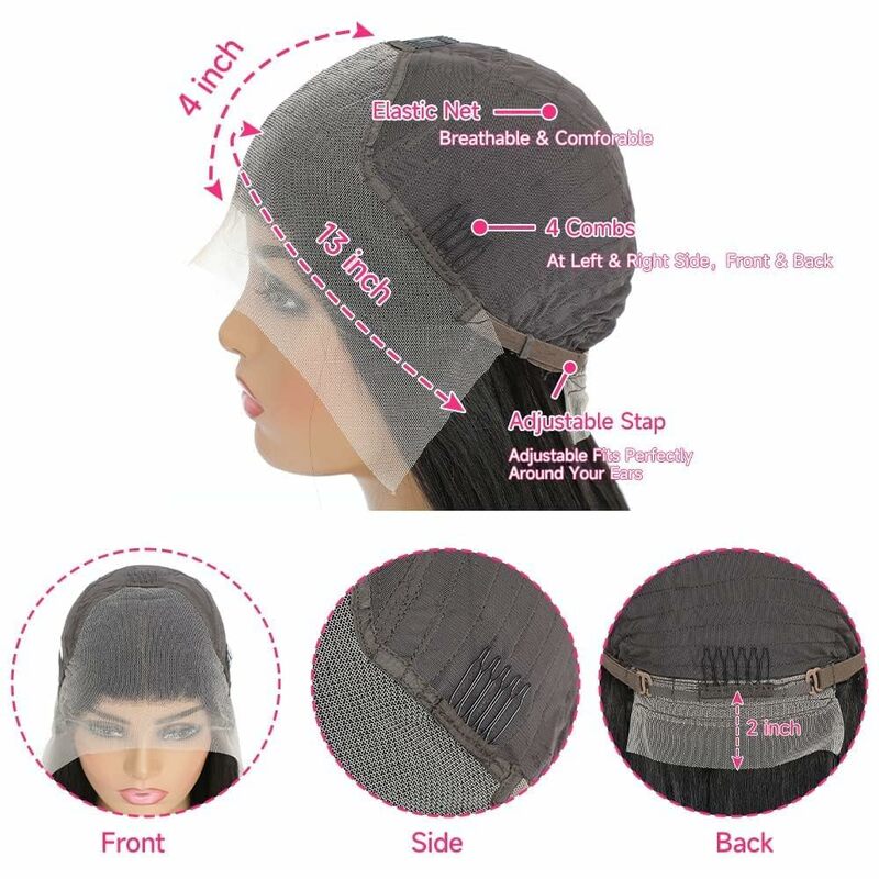 Peruca frontal preta reta transparente do laço para as mulheres, cabelo brasileiro, HD, 100% cabelo humano, escolha barata, à venda, apuramento, 13x6, 30 em