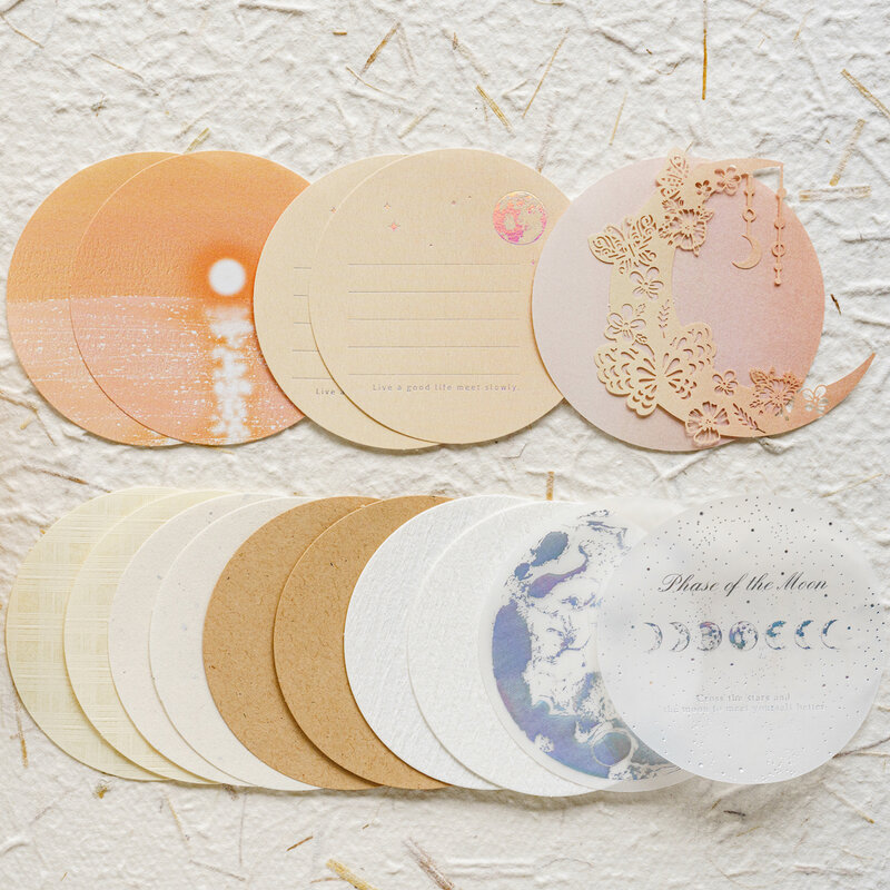 보름달 시리즈 레트로 크리에이티브 장식 DIY 종이 메모 패드, 6 팩/로트