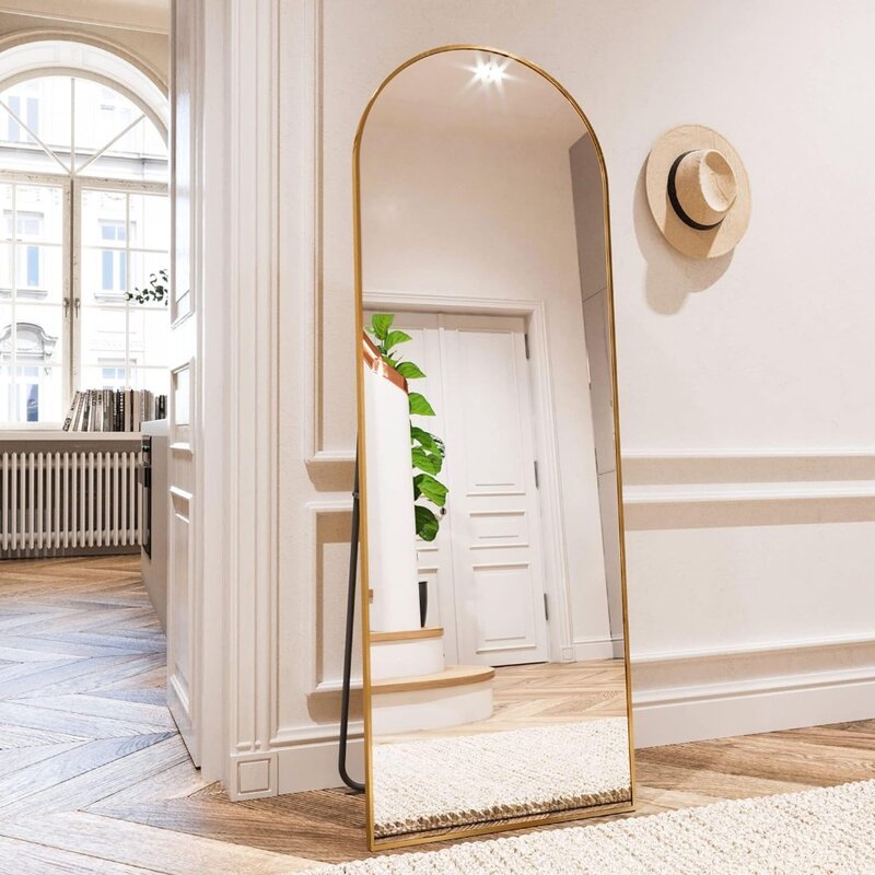HARRITPURE-Espejo arqueado de 64 "x 21" de longitud completa, espejo inclinado de pie, decoración moderna y sencilla para el hogar, habitación, dormitorio, guardarropa